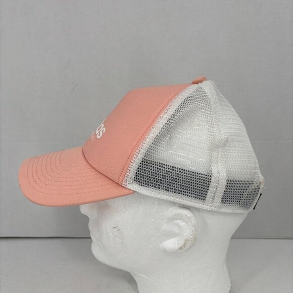 Adidas Snapback Baseball Cap Womens One Size Three Stripe Life Trucker Cap Peach - Picture 4 of 8